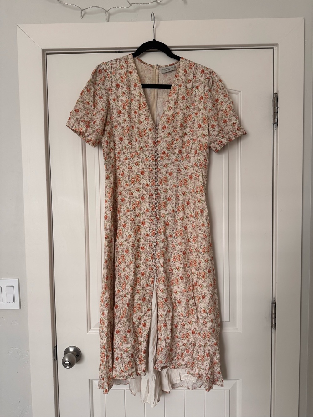 Floral Short-Sleeve Button-Front Midi Dress